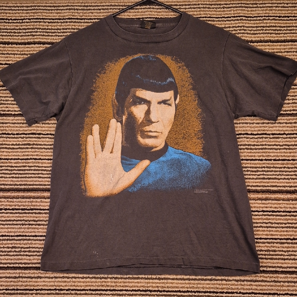 STAR TREK Spock Brown Grey Changes Cotton USA Mens Large T Shirt VTG‎ 90s RARE